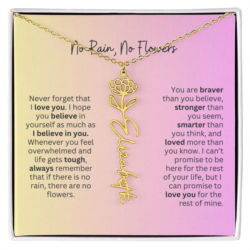No Rain - No Flowers I Birth Necklace I Name Necklace I Pink - Ever Trendy Essentials