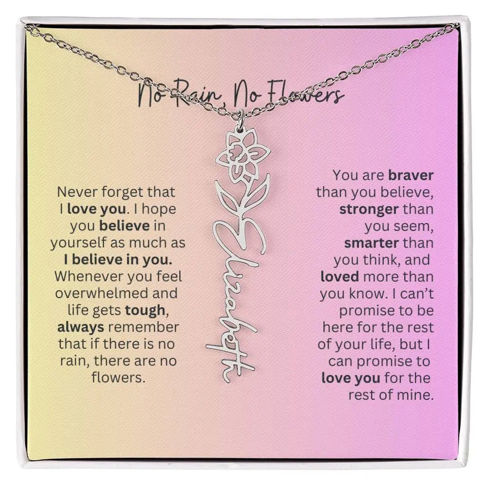 No Rain - No Flowers I Birth Necklace I Name Necklace I Pink - Ever Trendy Essentials