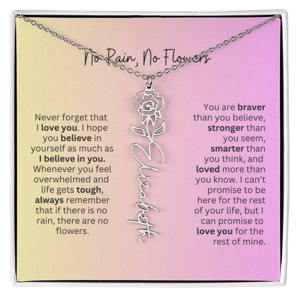 No Rain - No Flowers I Birth Necklace I Name Necklace I Pink - Ever Trendy Essentials