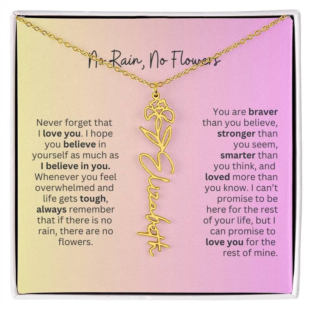 No Rain - No Flowers I Birth Necklace I Name Necklace I Pink - Ever Trendy Essentials