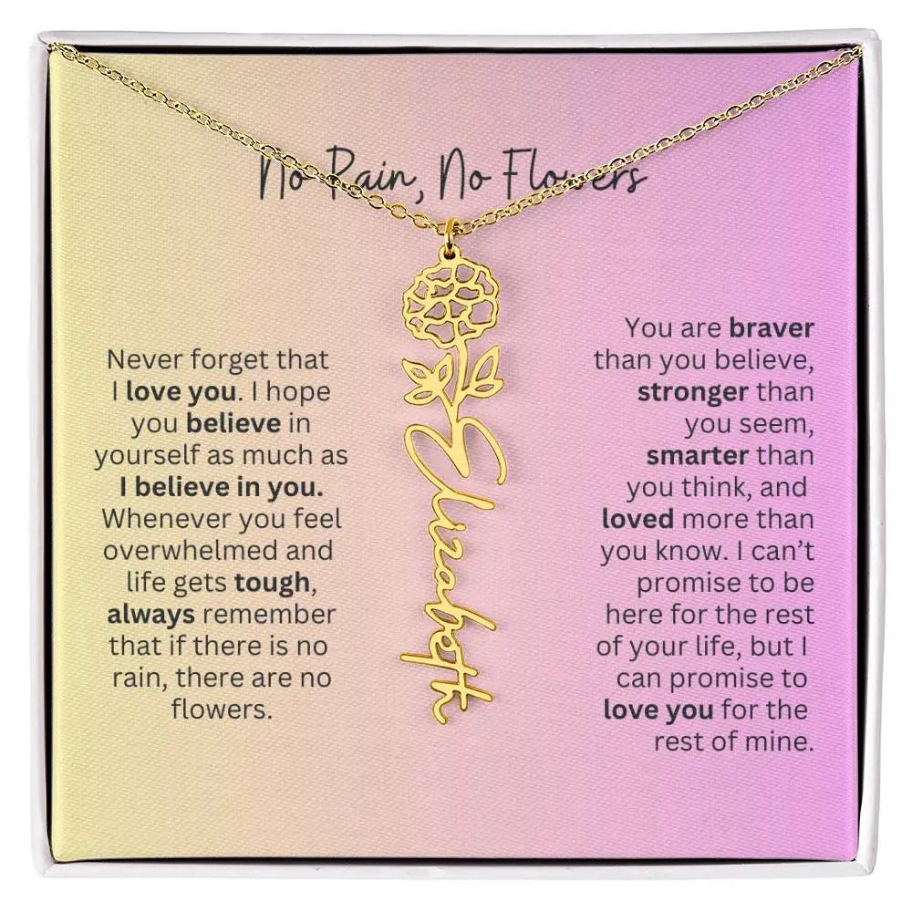 No Rain - No Flowers I Birth Necklace I Name Necklace I Pink - Ever Trendy Essentials