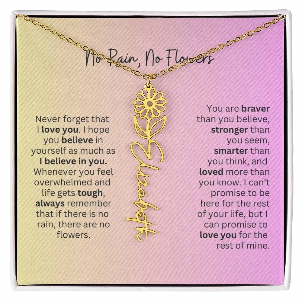 No Rain - No Flowers I Birth Necklace I Name Necklace I Pink - Ever Trendy Essentials