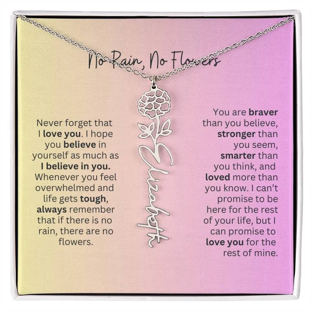 No Rain - No Flowers I Birth Necklace I Name Necklace I Pink - Ever Trendy Essentials