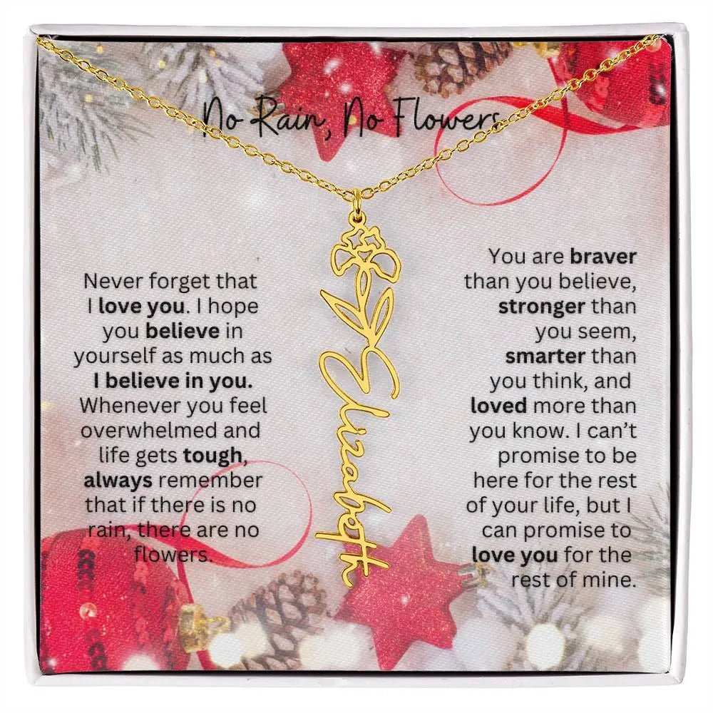 No Rain No Flowers Necklace for Daughter - Christmas Birth Flower Jewelry Gift 2025 - Ever Trendy Essentials
