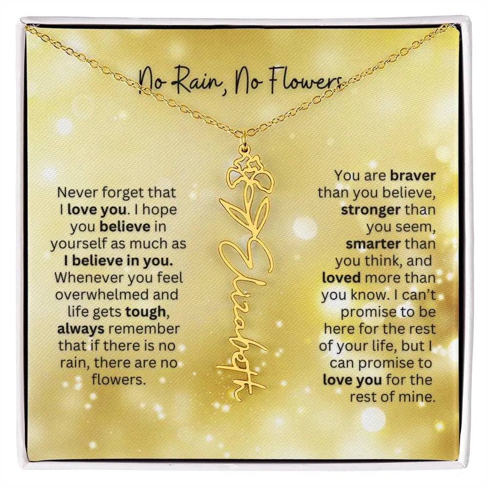 No Rain No Flowers Necklace for Daughter - Christmas Birth Flower Jewelry Gift 2025 - Ever Trendy Essentials