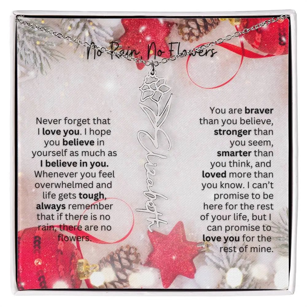 No Rain No Flowers Necklace for Daughter - Christmas Birth Flower Jewelry Gift 2025 - Ever Trendy Essentials