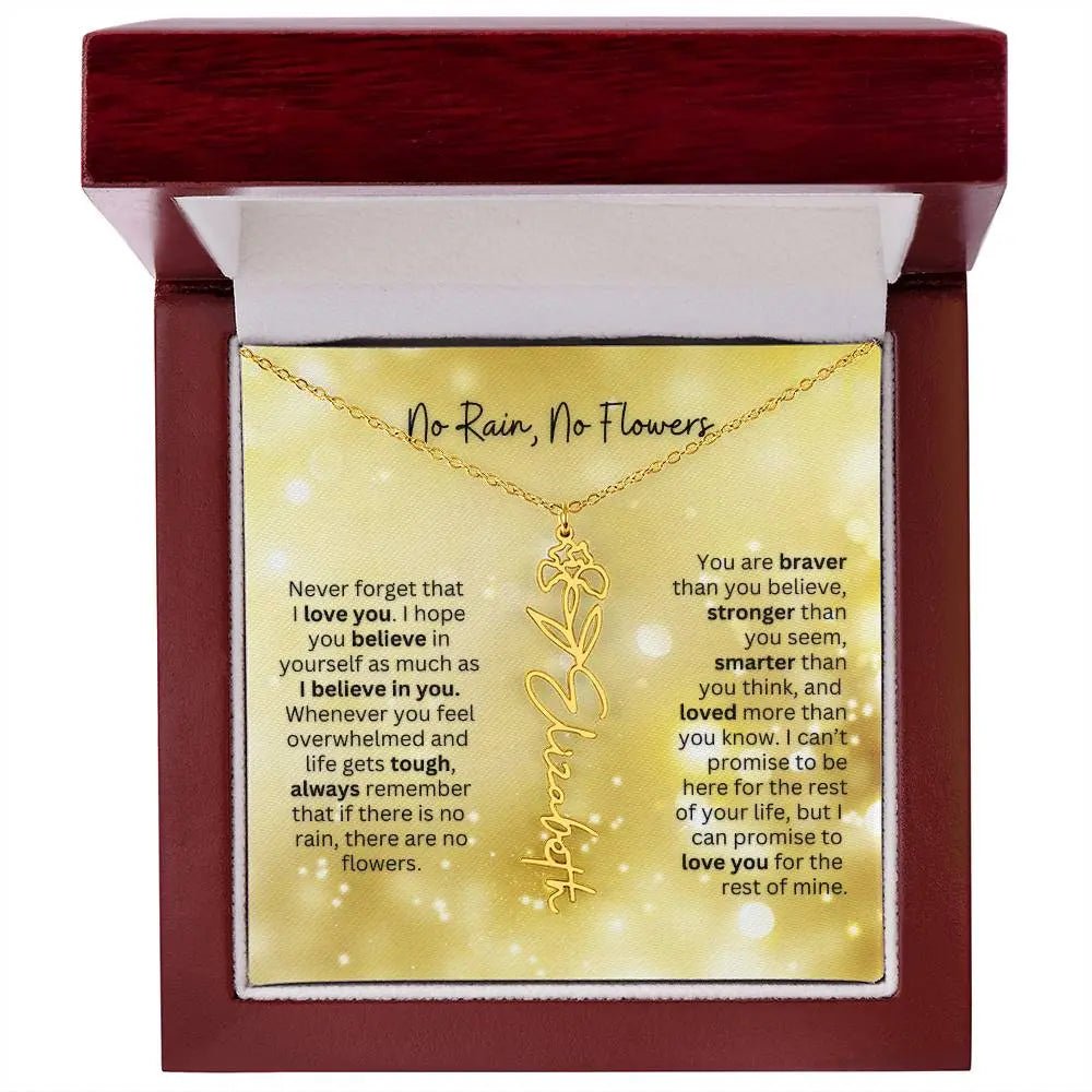 No Rain No Flowers Necklace for Daughter - Christmas Birth Flower Jewelry Gift 2025 - Ever Trendy Essentials