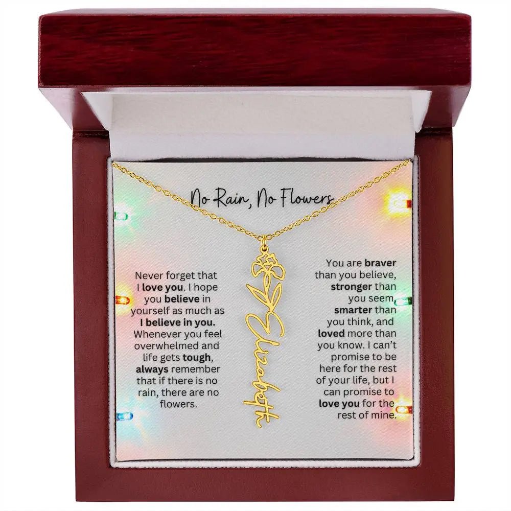 No Rain No Flowers Necklace for Daughter - Christmas Personalized Birth Flower Jewelry 2025 - Ever Trendy Essentials