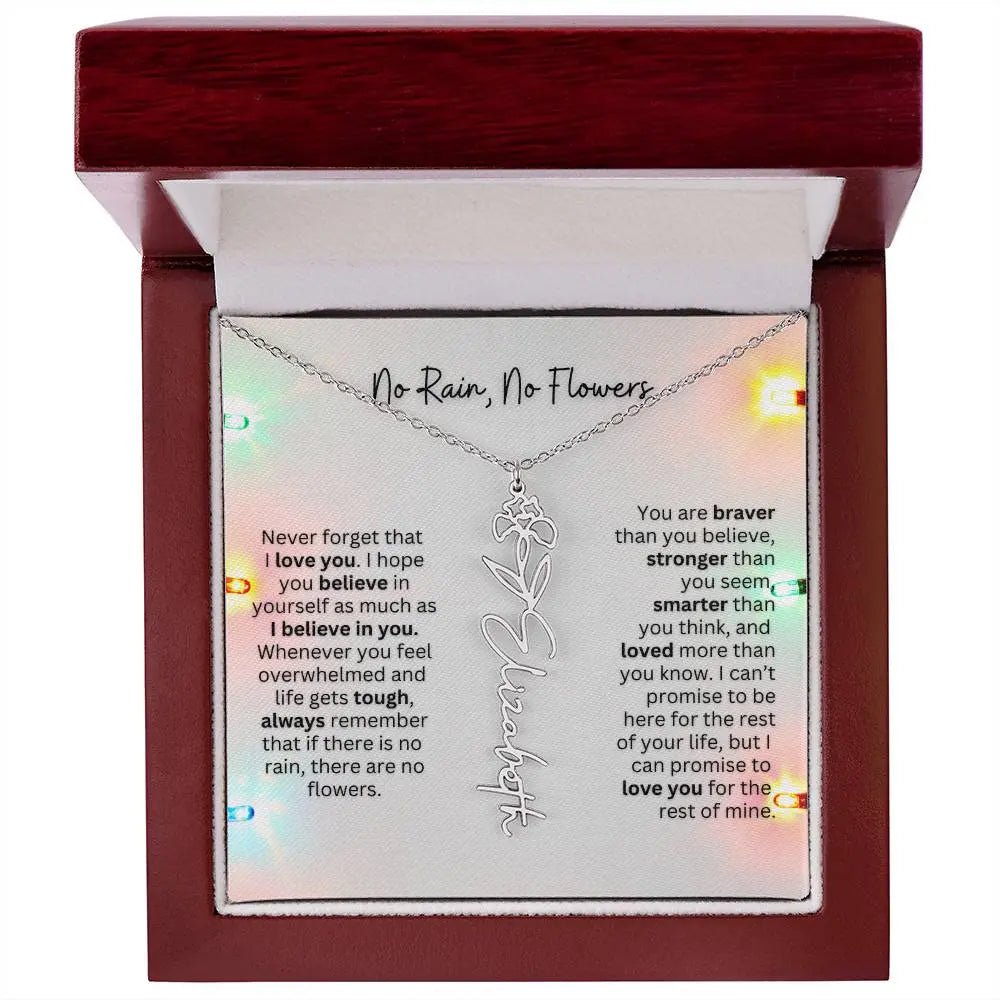 No Rain No Flowers Necklace for Daughter - Christmas Personalized Birth Flower Jewelry 2025 - Ever Trendy Essentials