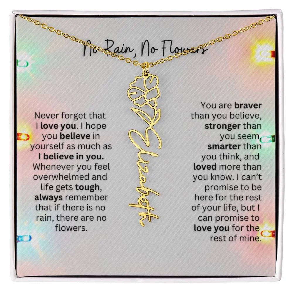 No Rain No Flowers Necklace for Daughter - Christmas Personalized Birth Flower Jewelry 2025 - Ever Trendy Essentials