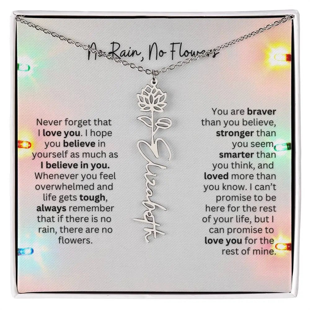 No Rain No Flowers Necklace for Daughter - Christmas Personalized Birth Flower Jewelry 2025 - Ever Trendy Essentials