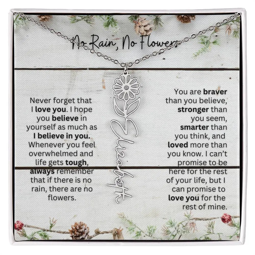 No Rain No Flowers Necklace for Daughter - Christmas Special Women Birth Flower Jewelry Gift 2025 - Ever Trendy Essentials