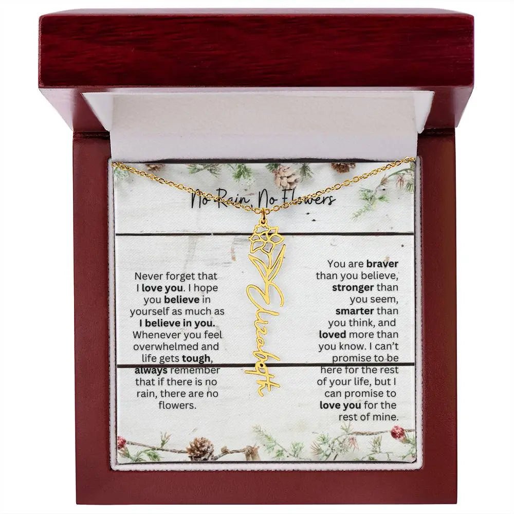 No Rain No Flowers Necklace for Daughter - Christmas Special Women Birth Flower Jewelry Gift 2025 - Ever Trendy Essentials