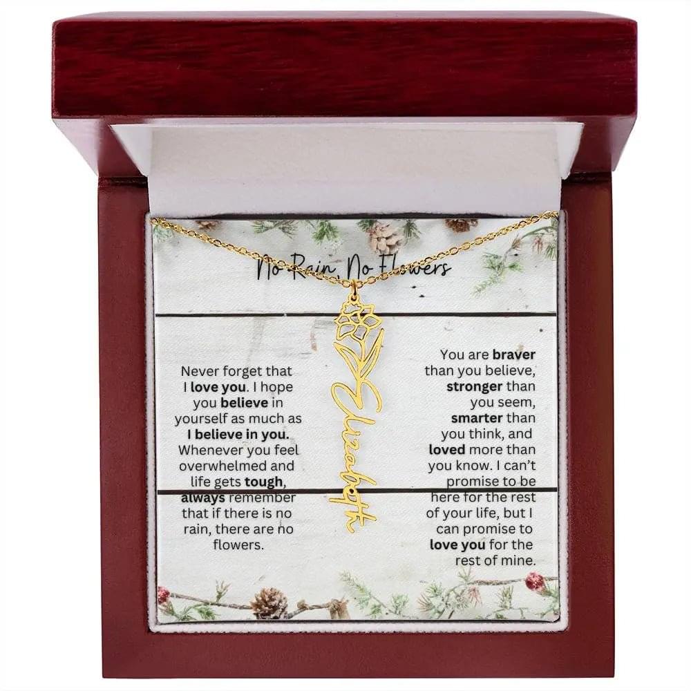 No Rain No Flowers Necklace for Daughter - Christmas Special Women Birth Flower Jewelry Gift 2025 - Ever Trendy Essentials