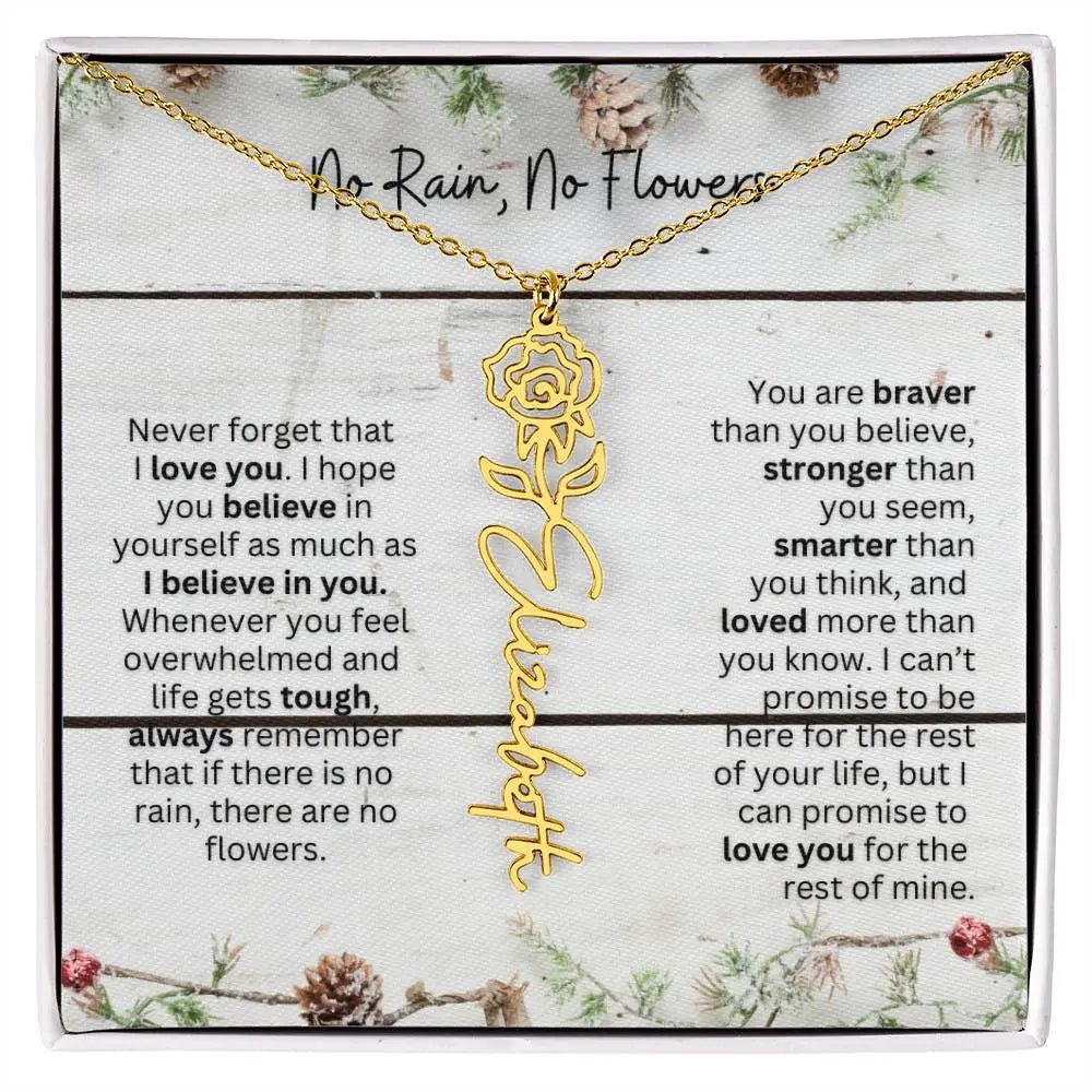 No Rain No Flowers Necklace for Daughter - Christmas Special Women Birth Flower Jewelry Gift 2025 - Ever Trendy Essentials
