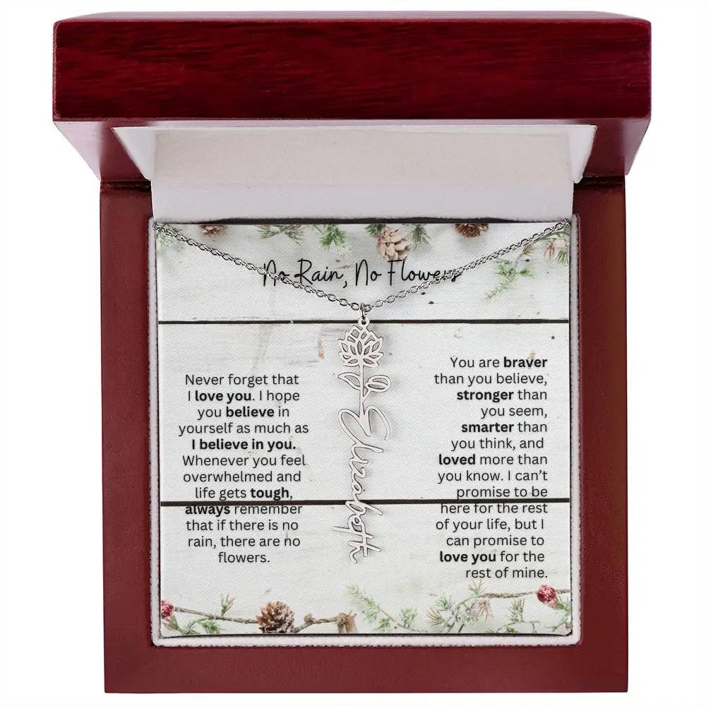 No Rain No Flowers Necklace for Daughter - Christmas Special Women Birth Flower Jewelry Gift 2025 - Ever Trendy Essentials