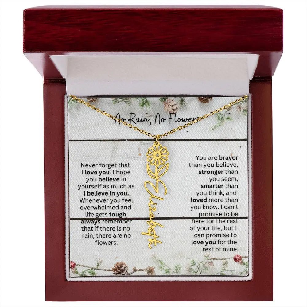 No Rain No Flowers Necklace for Daughter - Christmas Special Women Birth Flower Jewelry Gift 2025 - Ever Trendy Essentials