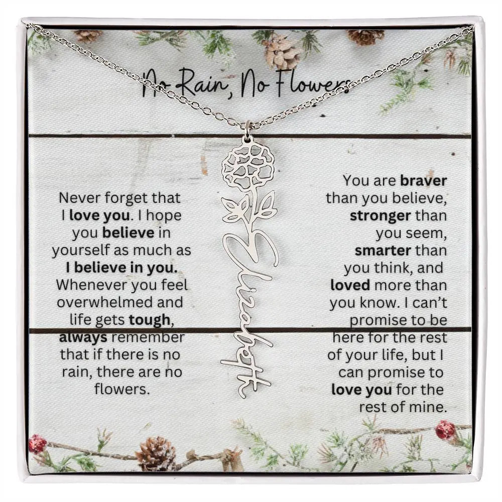 No Rain No Flowers Necklace for Daughter - Christmas Special Women Birth Flower Jewelry Gift 2025 - Ever Trendy Essentials