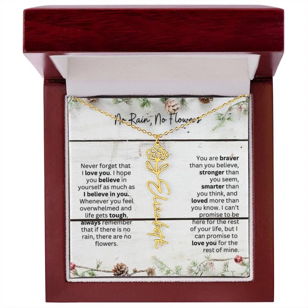 No Rain No Flowers Necklace for Daughter - Christmas Special Women Birth Flower Jewelry Gift 2025 - Ever Trendy Essentials