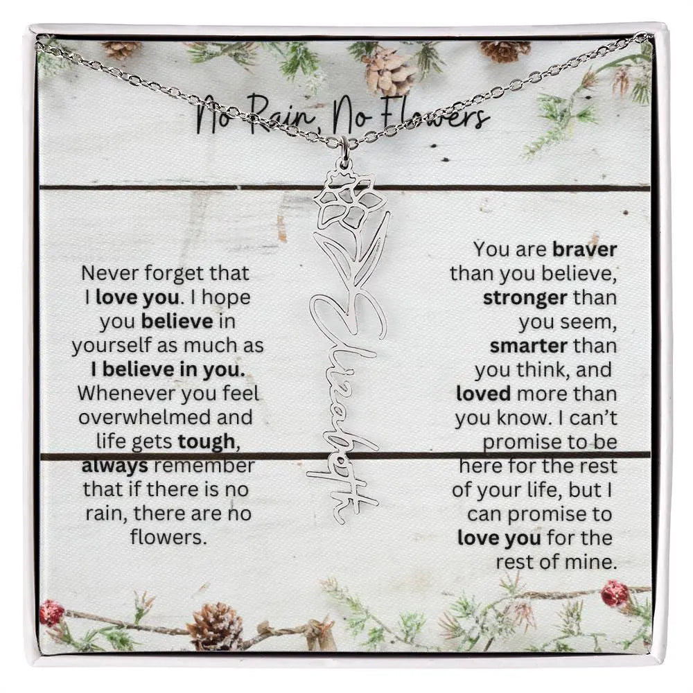 No Rain No Flowers Necklace for Daughter - Christmas Special Women Birth Flower Jewelry Gift 2025 - Ever Trendy Essentials