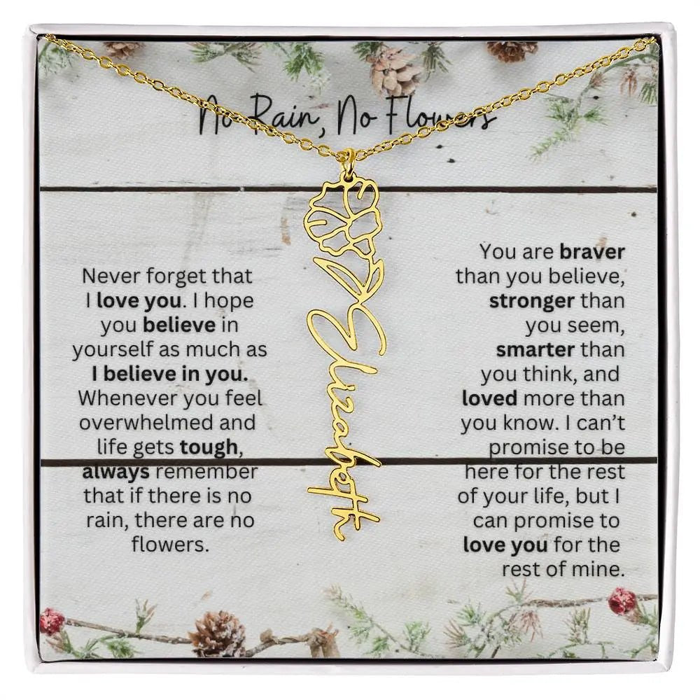 No Rain No Flowers Necklace for Daughter - Christmas Special Women Birth Flower Jewelry Gift 2025 - Ever Trendy Essentials