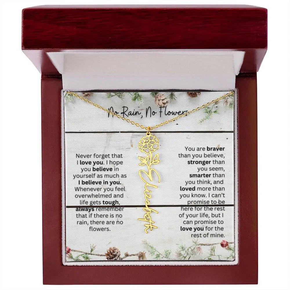No Rain No Flowers Necklace for Daughter - Christmas Special Women Birth Flower Jewelry Gift 2025 - Ever Trendy Essentials