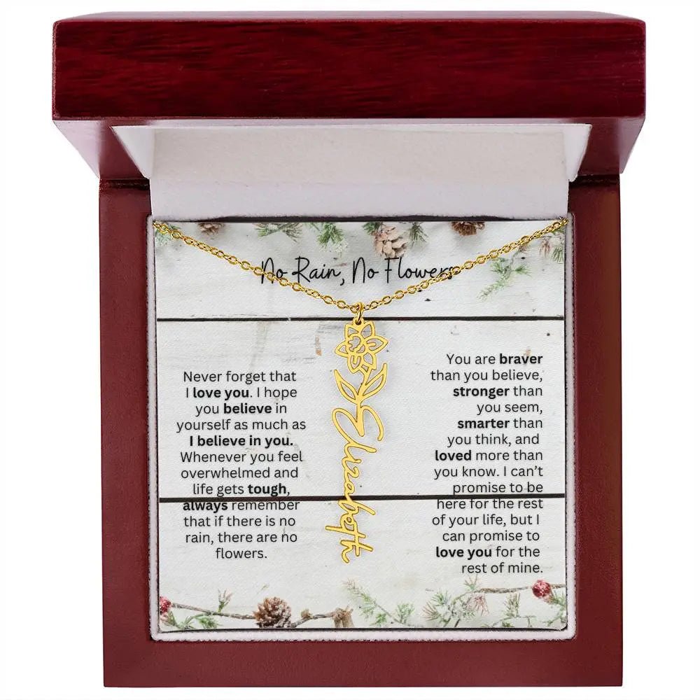 No Rain No Flowers Necklace for Daughter - Christmas Special Women Birth Flower Jewelry Gift 2025 - Ever Trendy Essentials