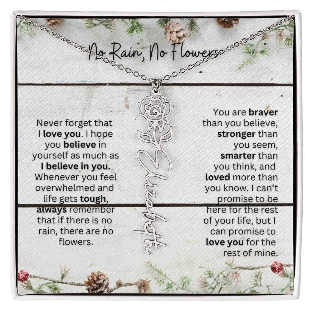 No Rain No Flowers Necklace for Daughter - Christmas Special Women Birth Flower Jewelry Gift 2025 - Ever Trendy Essentials