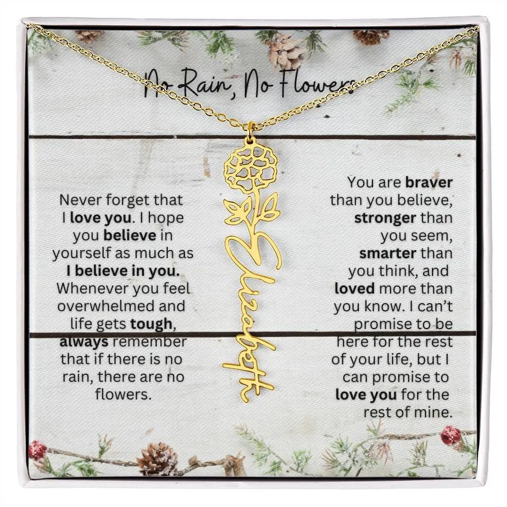 No Rain No Flowers Necklace for Daughter - Christmas Special Women Birth Flower Jewelry Gift 2025 - Ever Trendy Essentials