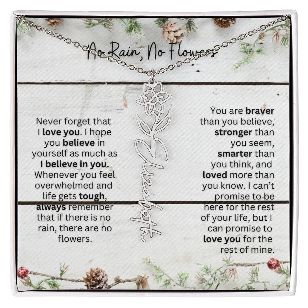 No Rain No Flowers Necklace for Daughter - Christmas Special Women Birth Flower Jewelry Gift 2025 - Ever Trendy Essentials