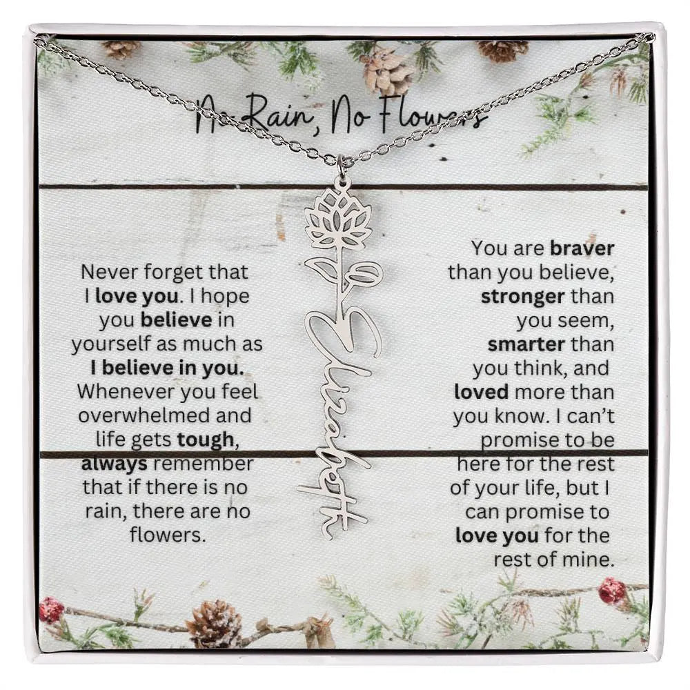 No Rain No Flowers Necklace for Daughter - Christmas Special Women Birth Flower Jewelry Gift 2025 - Ever Trendy Essentials