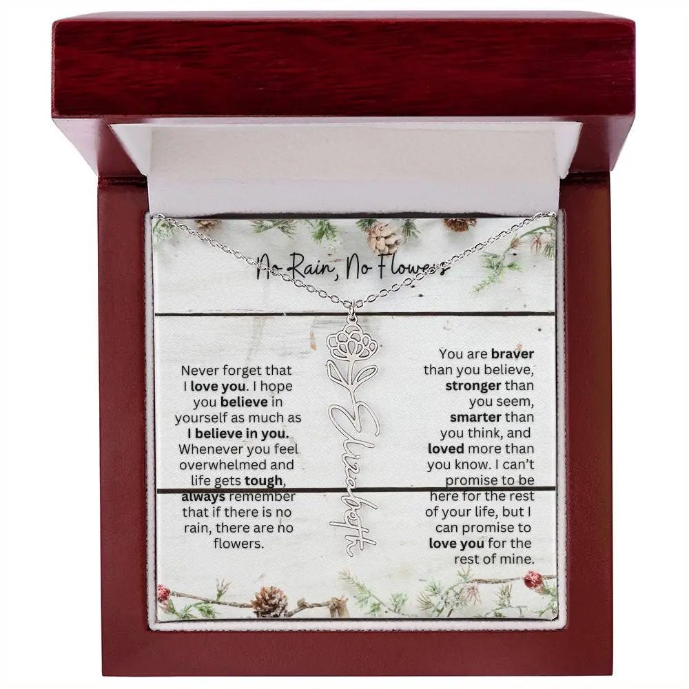 No Rain No Flowers Necklace for Daughter - Christmas Special Women Birth Flower Jewelry Gift 2025 - Ever Trendy Essentials