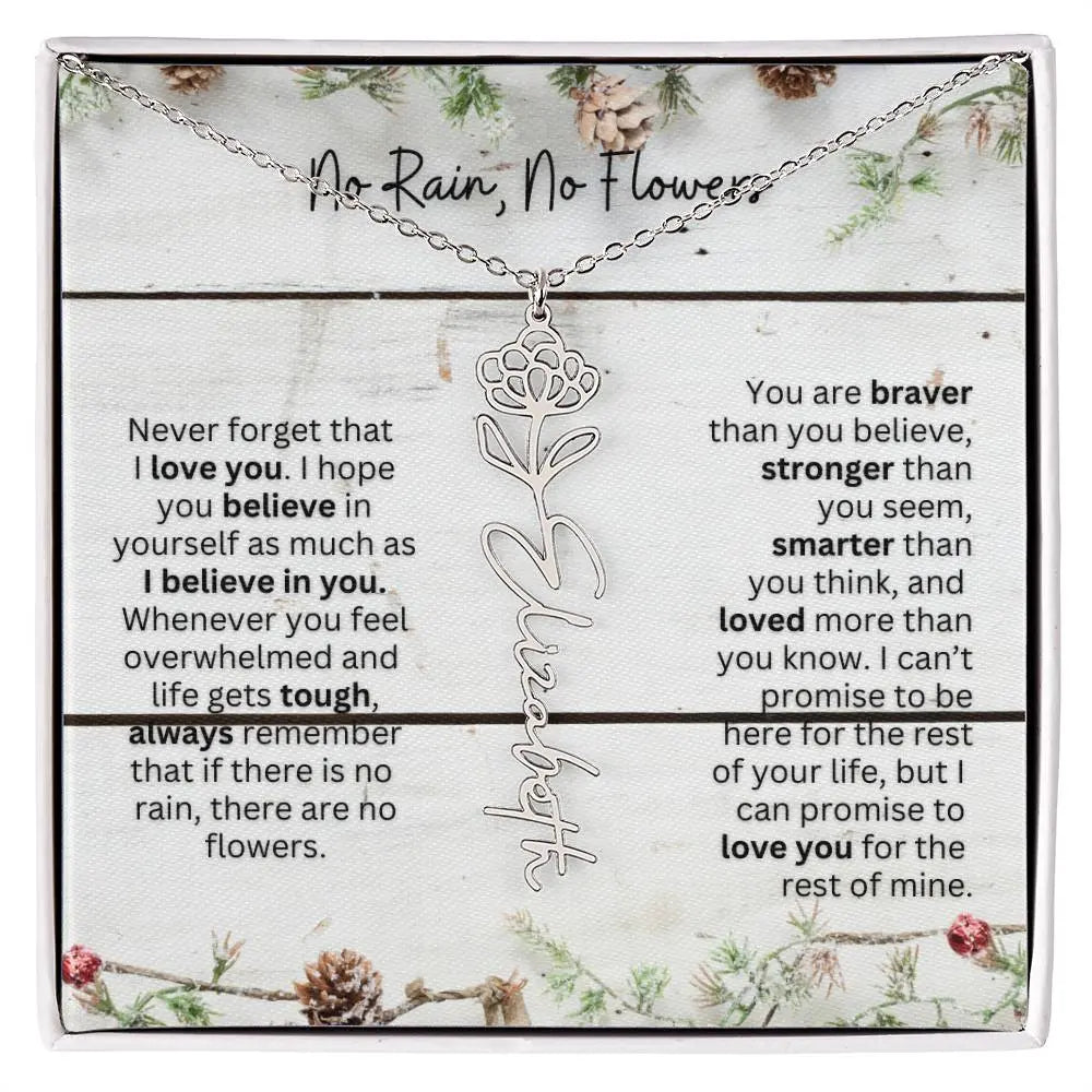 No Rain No Flowers Necklace for Daughter - Christmas Special Women Birth Flower Jewelry Gift 2025 - Ever Trendy Essentials