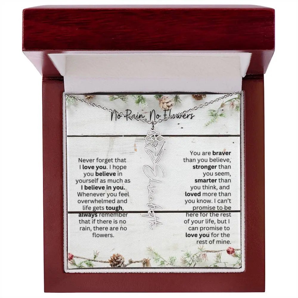 No Rain No Flowers Necklace for Daughter - Christmas Special Women Birth Flower Jewelry Gift 2025 - Ever Trendy Essentials