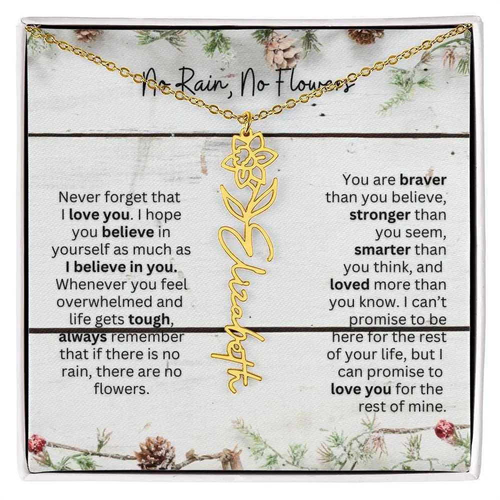 No Rain No Flowers Necklace for Daughter - Christmas Special Women Birth Flower Jewelry Gift 2025 - Ever Trendy Essentials