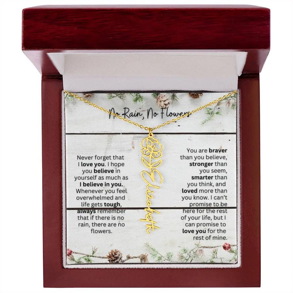 No Rain No Flowers Necklace for Daughter - Christmas Special Women Birth Flower Jewelry Gift 2025 - Ever Trendy Essentials