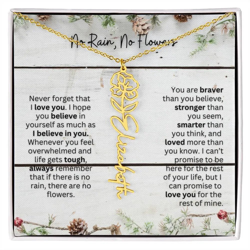 No Rain No Flowers Necklace for Daughter - Christmas Special Women Birth Flower Jewelry Gift 2025 - Ever Trendy Essentials