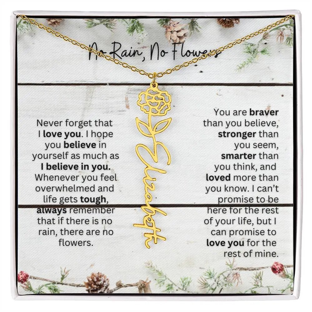 No Rain No Flowers Necklace for Daughter - Christmas Special Women Birth Flower Jewelry Gift 2025 - Ever Trendy Essentials