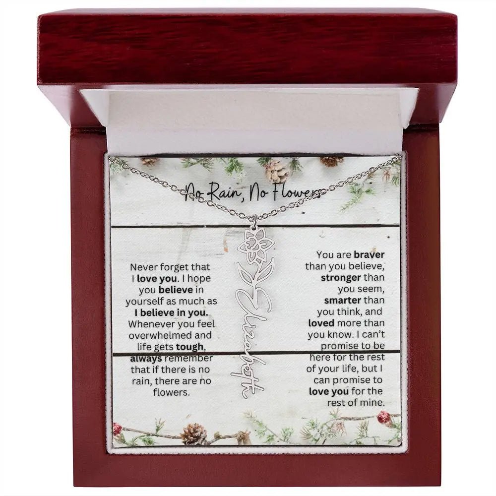 No Rain No Flowers Necklace for Daughter - Christmas Special Women Birth Flower Jewelry Gift 2025 - Ever Trendy Essentials