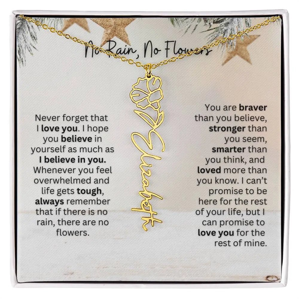 No Rain No Flowers Necklace for Daughter - Custom Christmas Birth Flower Jewelry Gift 2025 - Ever Trendy Essentials