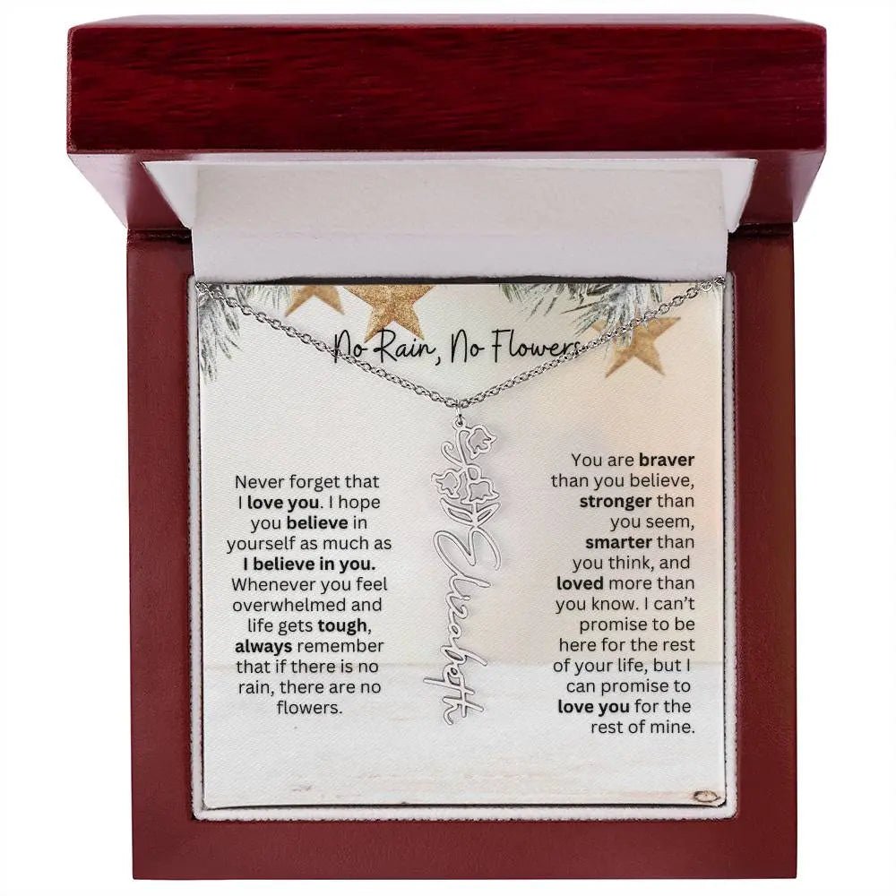 No Rain No Flowers Necklace for Daughter - Custom Christmas Birth Flower Jewelry Gift 2025 - Ever Trendy Essentials
