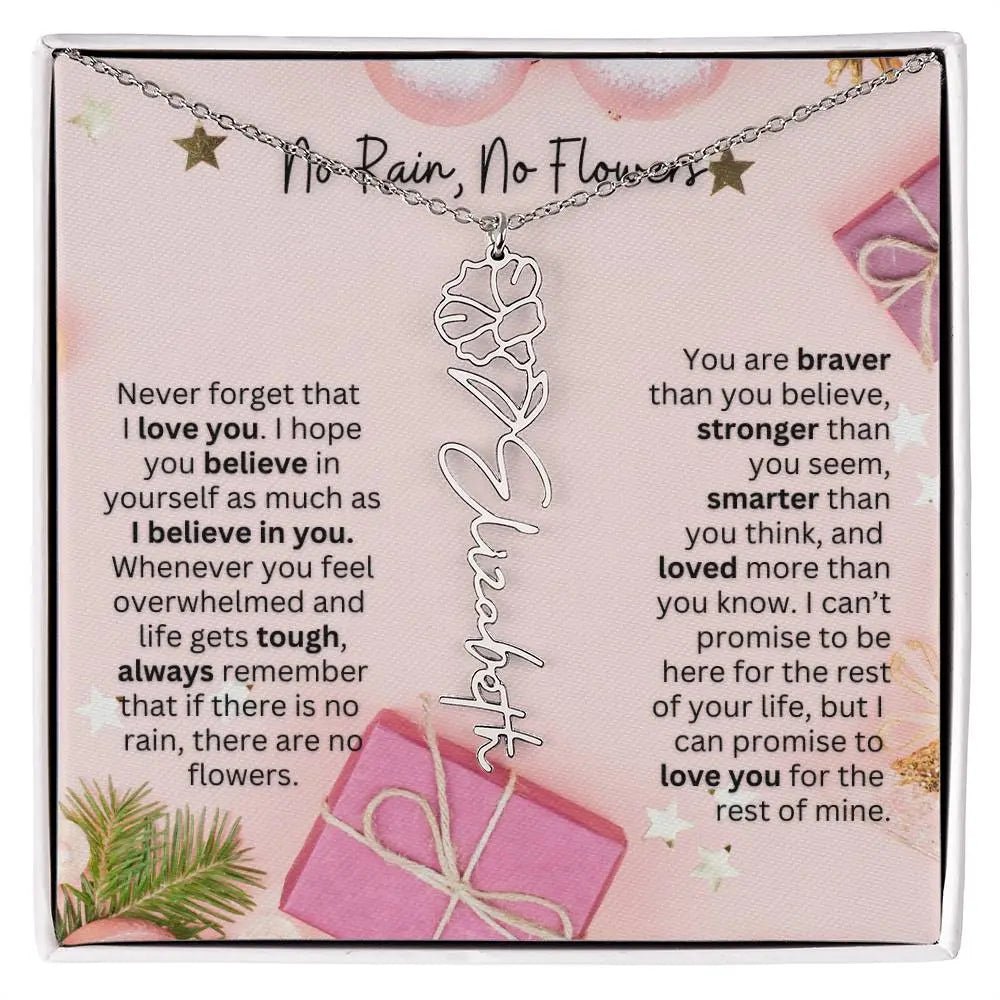 No Rain No Flowers Necklace for Daughter - Elegant Christmas Birth Flower Jewelry Gift 2025 - Ever Trendy Essentials