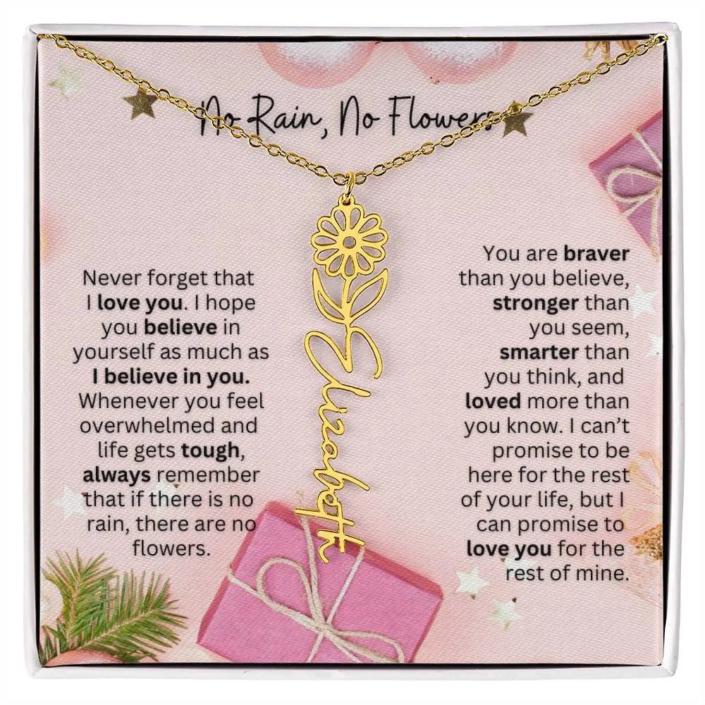 No Rain No Flowers Necklace for Daughter - Elegant Christmas Birth Flower Jewelry Gift 2025 - Ever Trendy Essentials