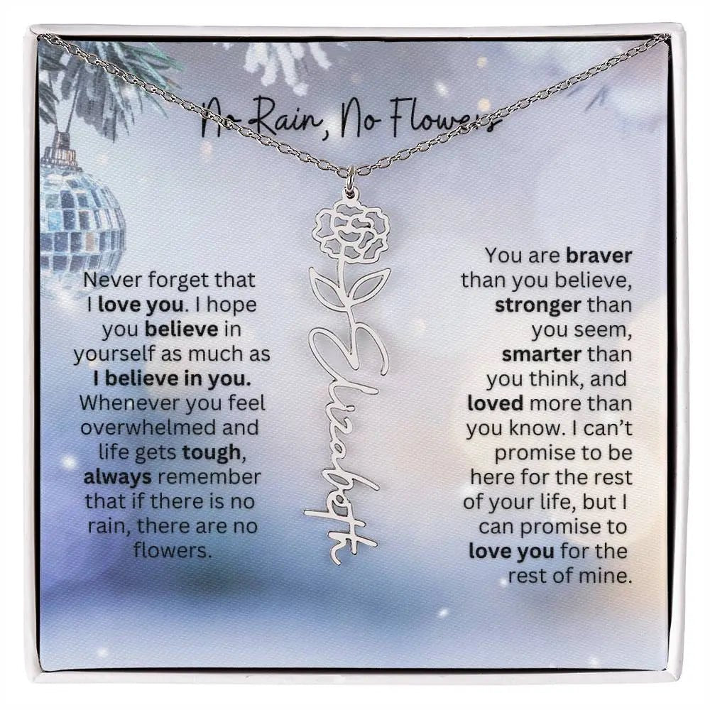 No Rain No Flowers Necklace for Daughter - Holiday Christmas Birth Flower Jewelry Gift 2025 - Ever Trendy Essentials