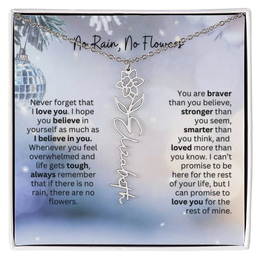 No Rain No Flowers Necklace for Daughter - Holiday Christmas Birth Flower Jewelry Gift 2025 - Ever Trendy Essentials