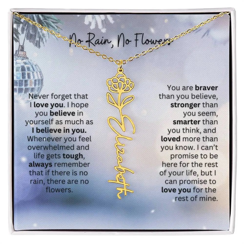 No Rain No Flowers Necklace for Daughter - Holiday Christmas Birth Flower Jewelry Gift 2025 - Ever Trendy Essentials