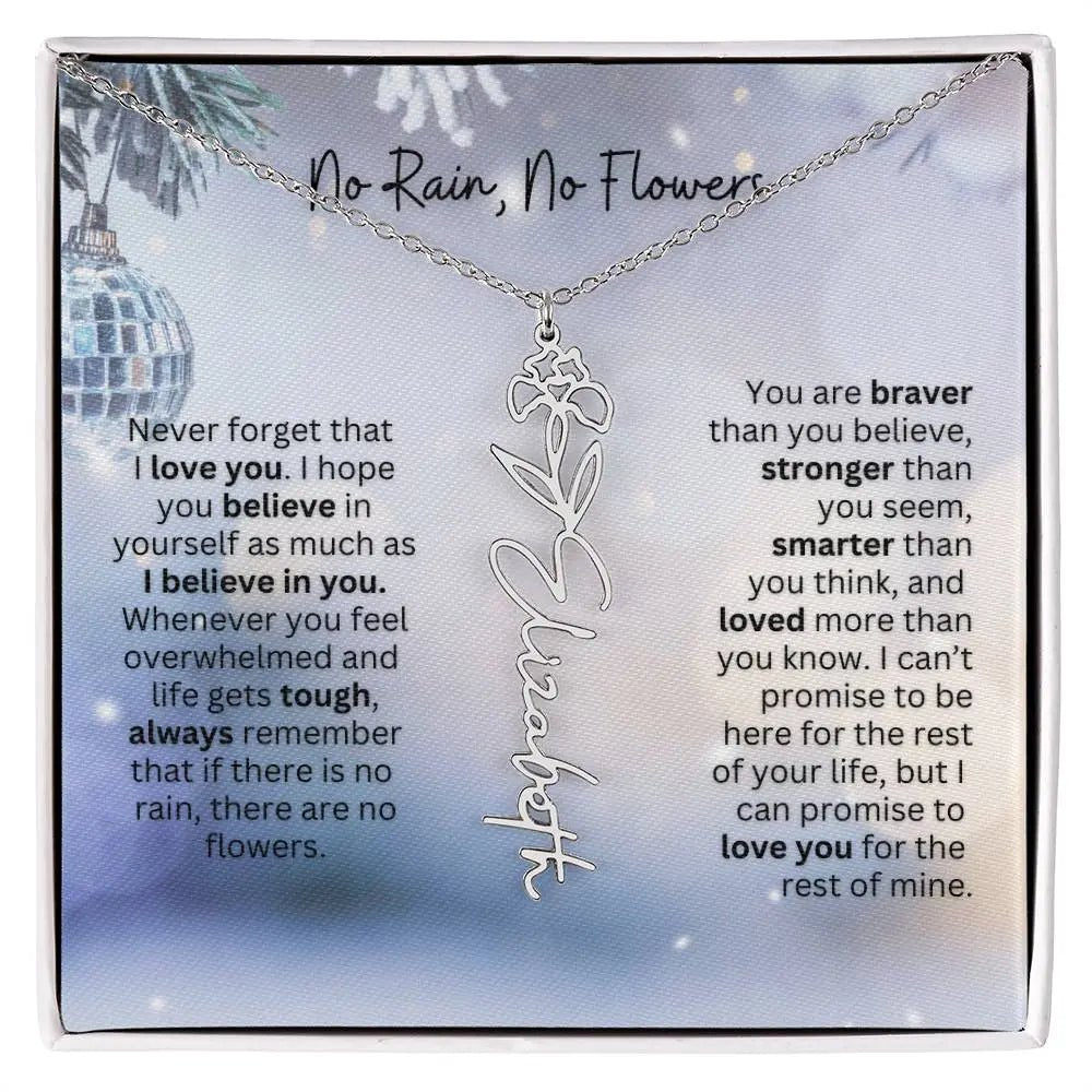 No Rain No Flowers Necklace for Daughter - Holiday Christmas Birth Flower Jewelry Gift 2025 - Ever Trendy Essentials