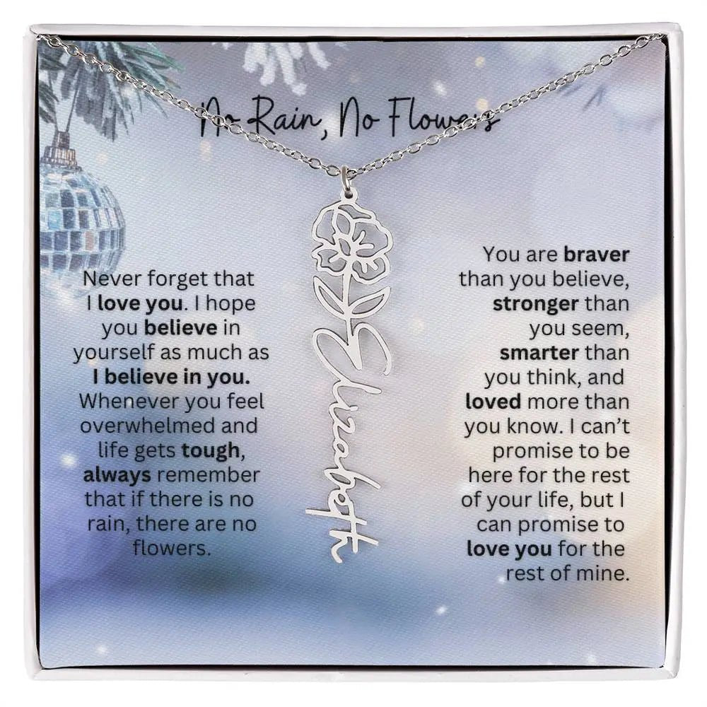 No Rain No Flowers Necklace for Daughter - Holiday Christmas Birth Flower Jewelry Gift 2025 - Ever Trendy Essentials