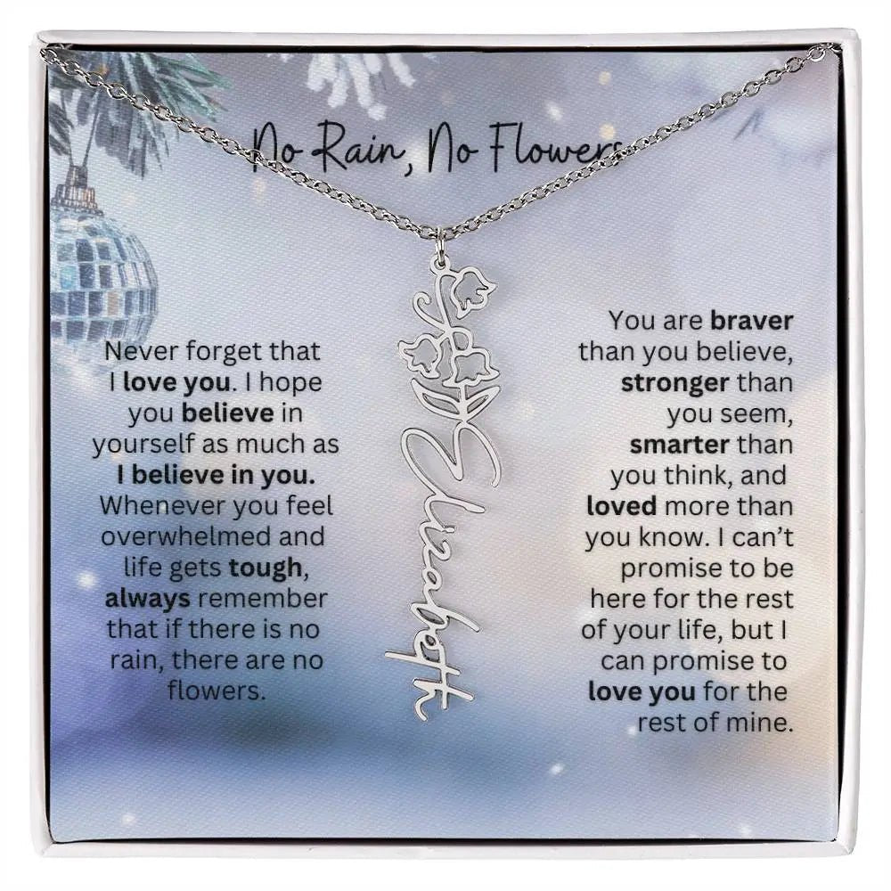 No Rain No Flowers Necklace for Daughter - Holiday Christmas Birth Flower Jewelry Gift 2025 - Ever Trendy Essentials