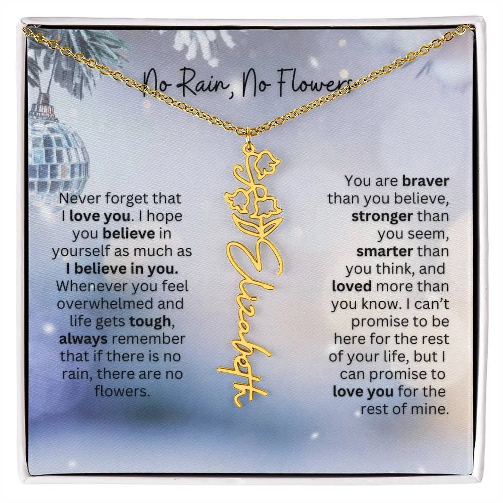 No Rain No Flowers Necklace for Daughter - Holiday Christmas Birth Flower Jewelry Gift 2025 - Ever Trendy Essentials
